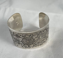 Load image into Gallery viewer, Etched Sterling Silver Cuff Bracelet - Sunflower
