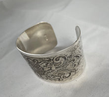 Load image into Gallery viewer, Etched Sterling Silver Cuff Bracelet - Sunflower
