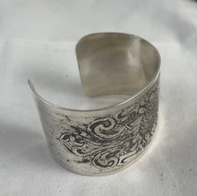 Load image into Gallery viewer, Etched Sterling Silver Cuff Bracelet - Sunflower
