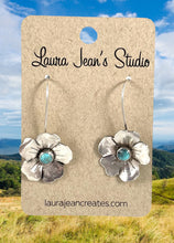 Load image into Gallery viewer, Flower with Turquoise Center in Sterling Earrings
