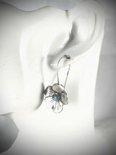 Load image into Gallery viewer, Flower with Turquoise Center in Sterling Earrings
