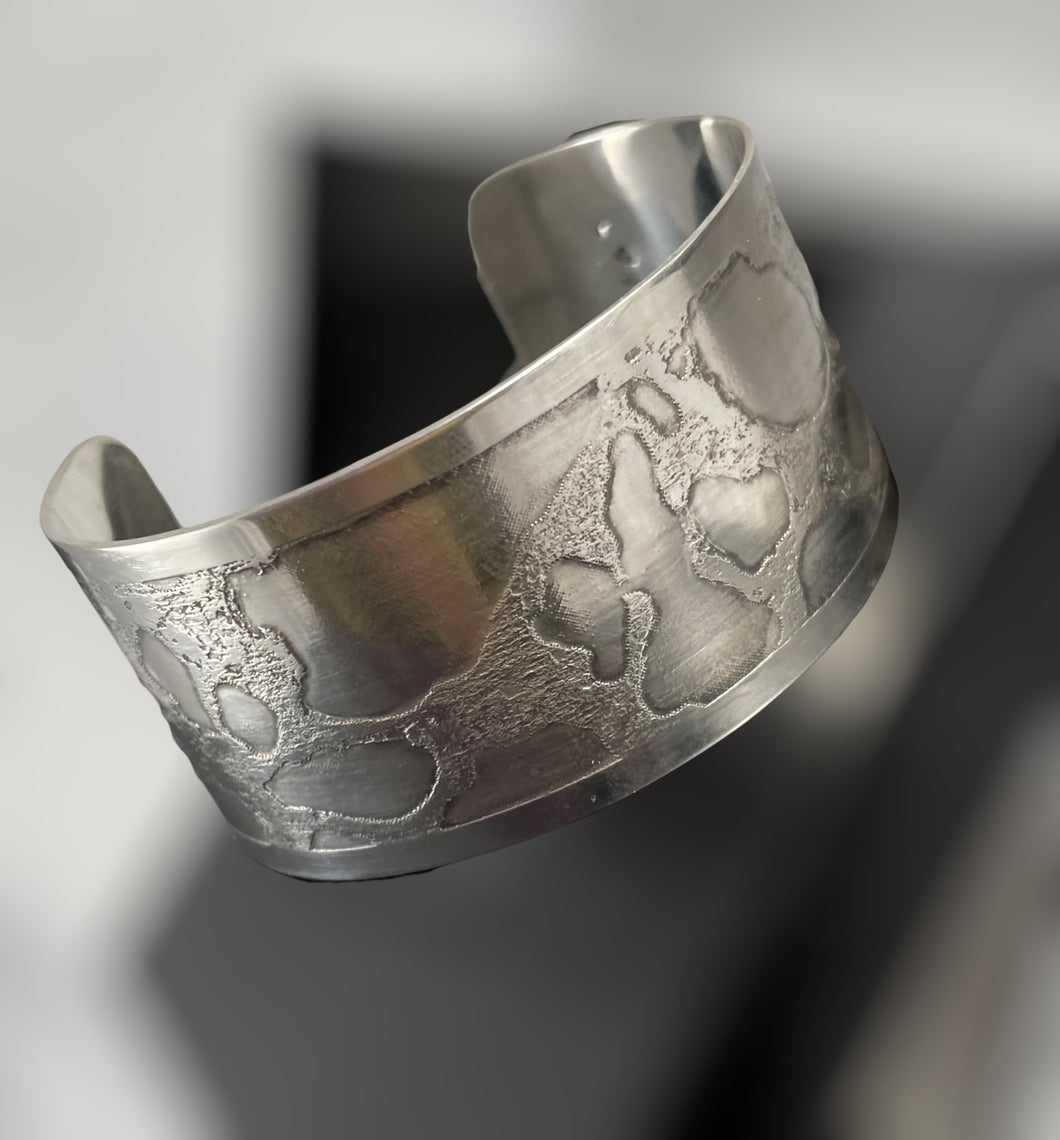 Etched Sterling Silver Cuff Bracelet - Animal Print