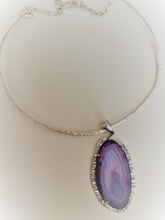 Load image into Gallery viewer, Sliced Purple Agate Pendant Necklace in Sterling Silver
