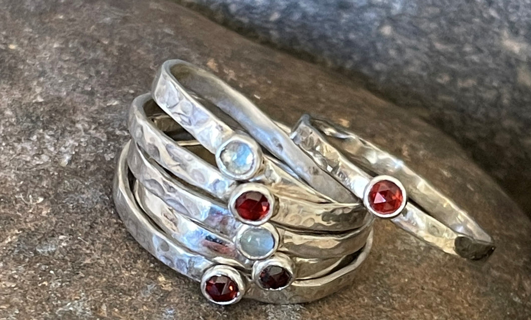 Sterling Silver Stacking Rings with Gemstones